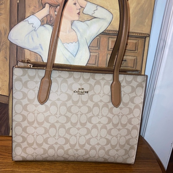 Coach Handbags - Coach Nina Signature Tote Bag Tan - MSRP $498